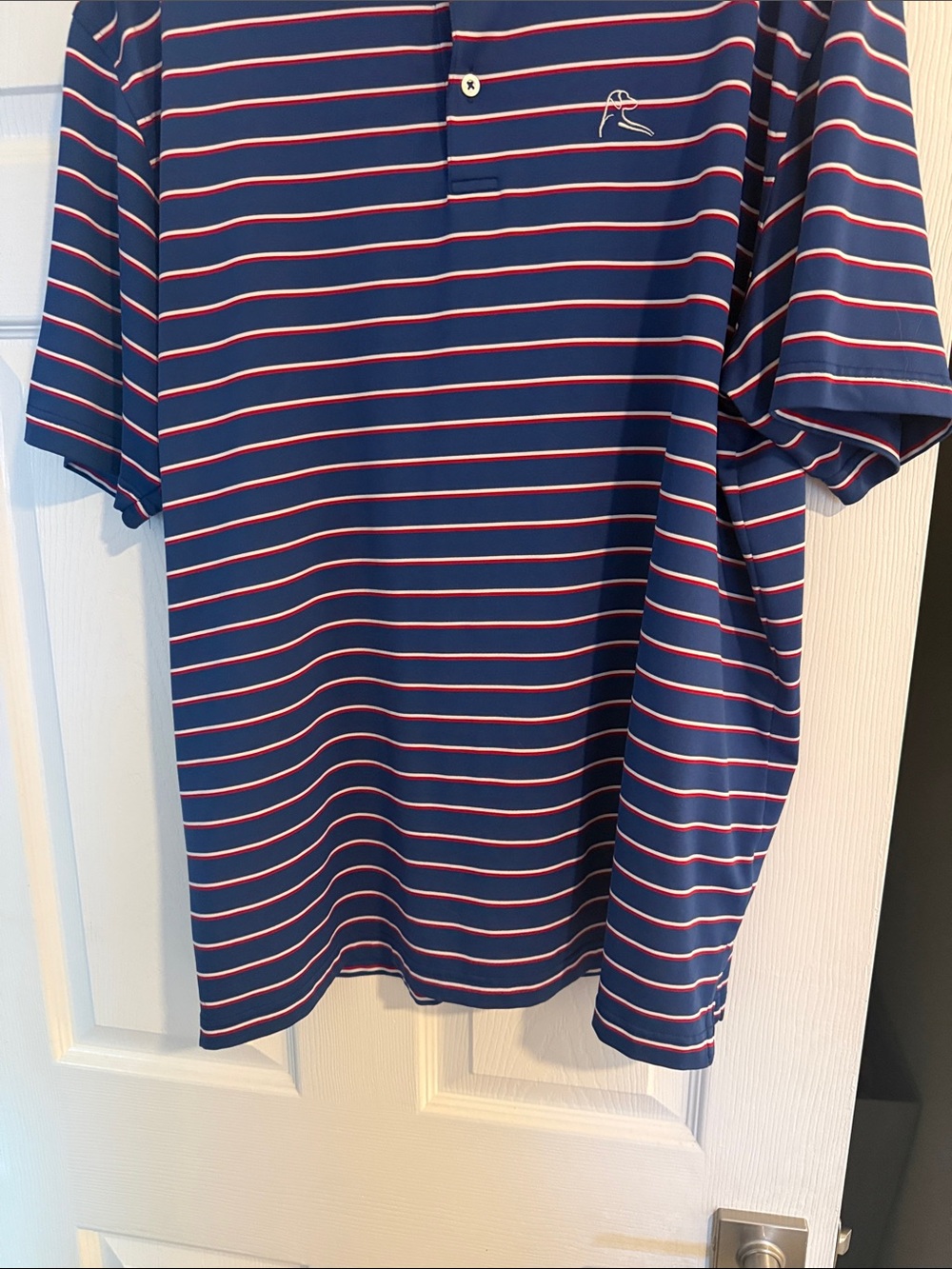 Rhoback Navy Polo with White and Red Stripes - Picture 5 of 11